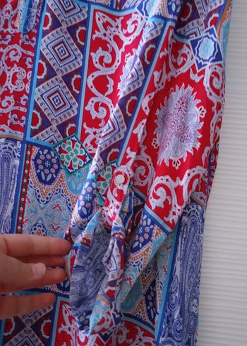 xl Beden Renkli Bohem Desenli Uzun Kadın Tunik