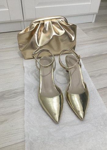 marcatelli gold abiye ayakkabı ve çanta - Görsel 2
