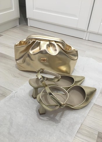 marcatelli gold abiye ayakkabı ve çanta - Görsel 4