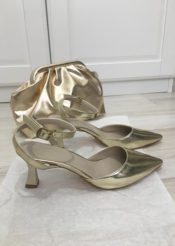 marcatelli gold abiye ayakkabı ve çanta - Görsel 3