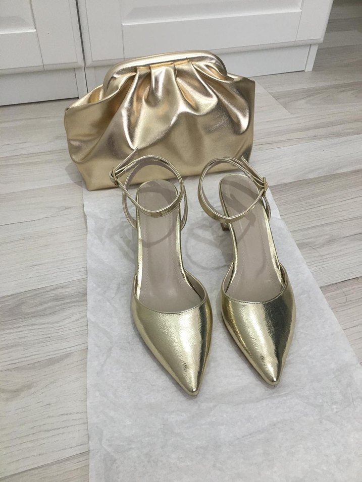 marcatelli gold abiye ayakkabı ve çanta - Görsel 2