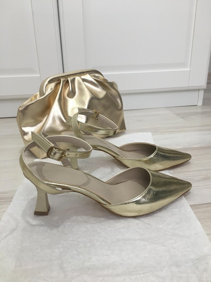 marcatelli gold abiye ayakkabı ve çanta - Görsel 3