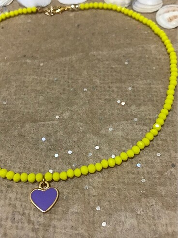 Beden sarı Renk #kristal #kolye #mor #kalp #charm