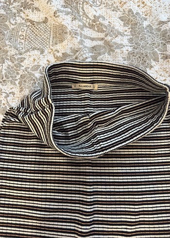 Gri Çizgili Uzun Kadın Etek - Görsel 2