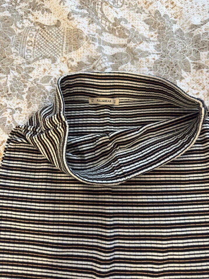 Gri Çizgili Uzun Kadın Etek - Görsel 2