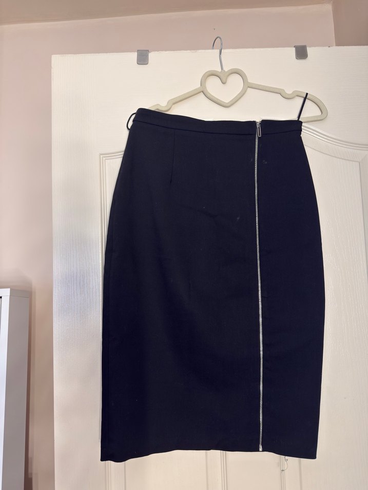 Siyah Drapeli Kadın Midi Kalem Etek - Görsel 2