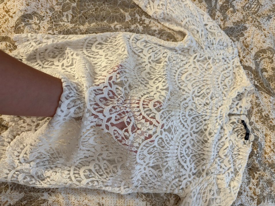 Dantel Detaylı Beyaz Uzun Kollu üst - Görsel 2
