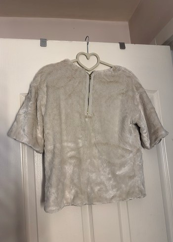 Krem Kısa Kollu Kadın Suni Kürk Üst - Görsel 5