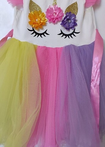 4 Yaş Beden çeşitli Renk Unicorn elbise