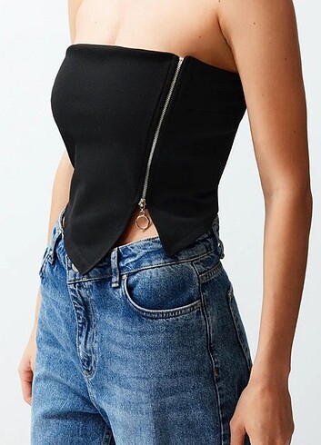 Trendyol & Milla Fermuarlı Straplez Crop
