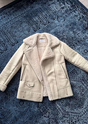 Kürklü Bej Deri Kadın Ceket - Görsel 3