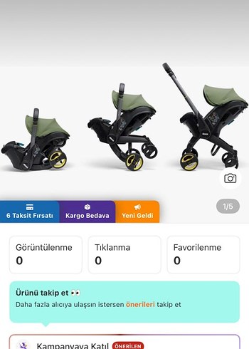 Koyu Yeşil Bebek Arabası ve Oto Koltuğu Seti - Görsel 6