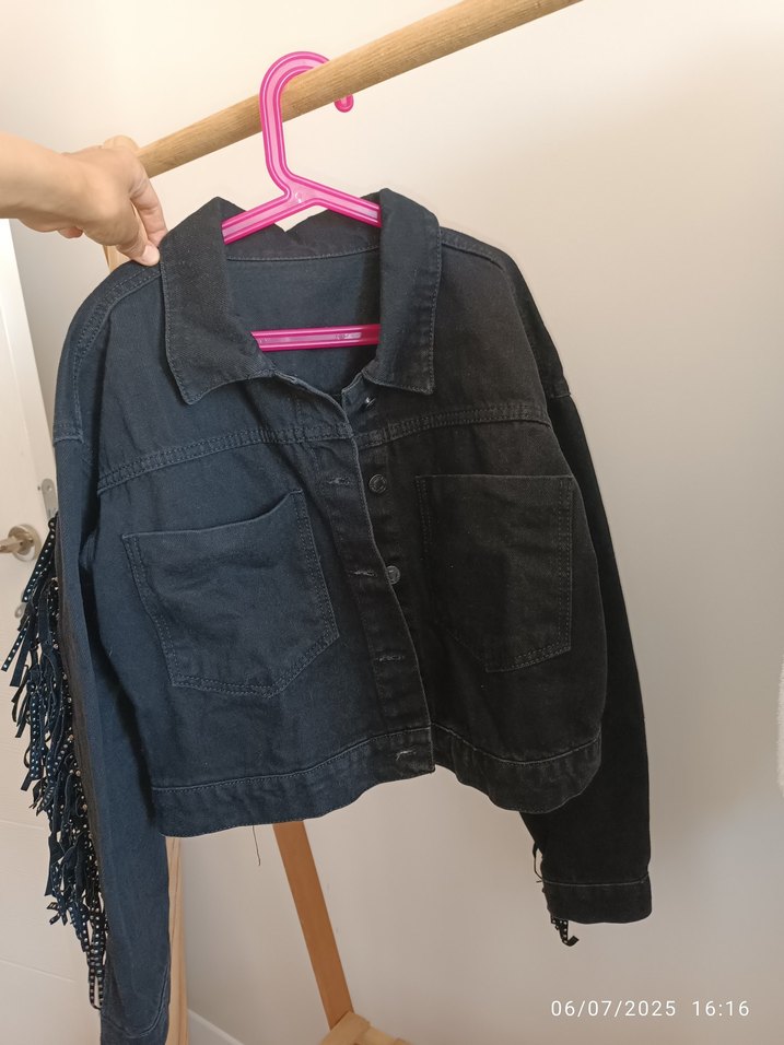 Siyah Püsküllü Kadın Denim Ceket - Görsel 2