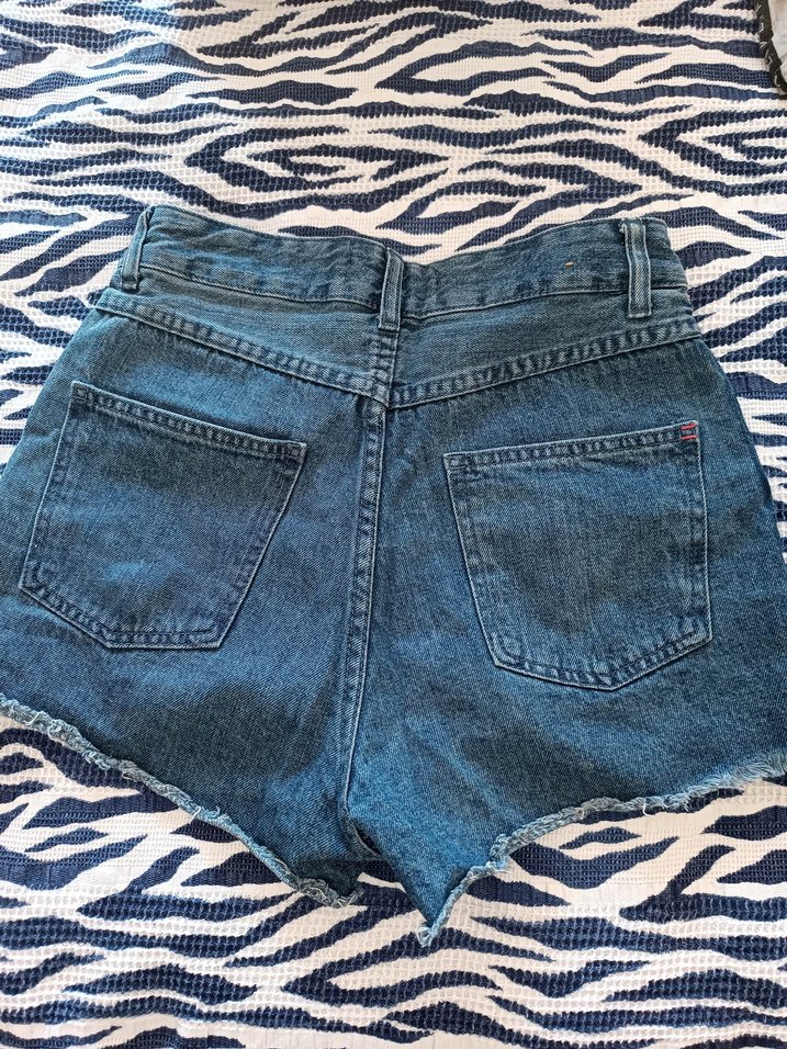 Kadın Koyu Mavi Salaş Mini Denim Şort - Görsel 2