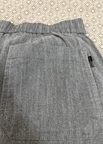 Gri Rahat Kesim Keten Kadın Pantolon - Görsel 5