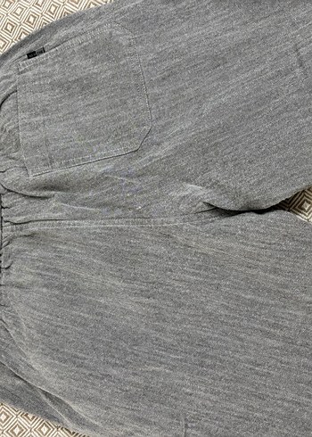 Gri Rahat Kesim Keten Kadın Pantolon - Görsel 4