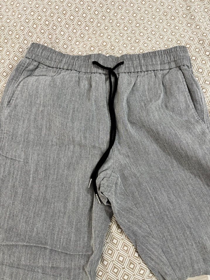 Gri Rahat Kesim Keten Kadın Pantolon - Görsel 3