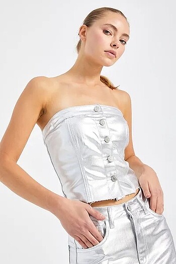 m Beden Pull and bear metalik top