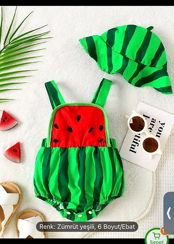Renkli Desenli Bebek Tulum ve Şapka Seti