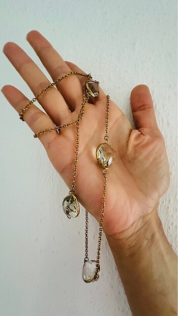 Bronz kaplama taşlı kolye