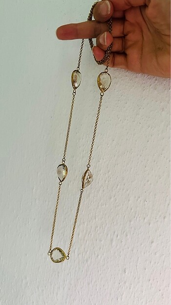 Beden camel Renk Bronz kaplama taşlı kolye