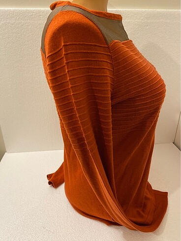36 beden kaliteli merserize turuncu renk tül detaylı ajurlu trik - Görsel 8