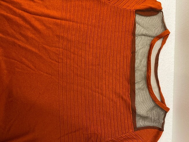 36 beden kaliteli merserize turuncu renk tül detaylı ajurlu trik - Görsel 9