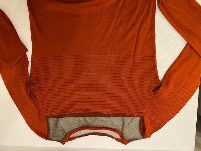 36 beden kaliteli merserize turuncu renk tül detaylı ajurlu trik - Görsel 10