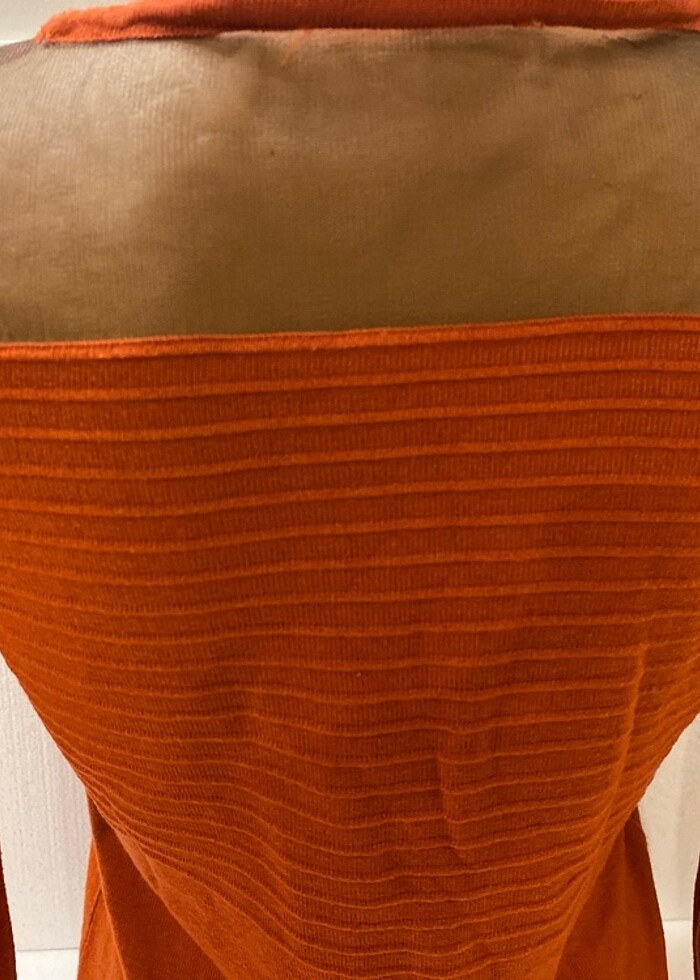 36 beden kaliteli merserize turuncu renk tül detaylı ajurlu trik - Görsel 2