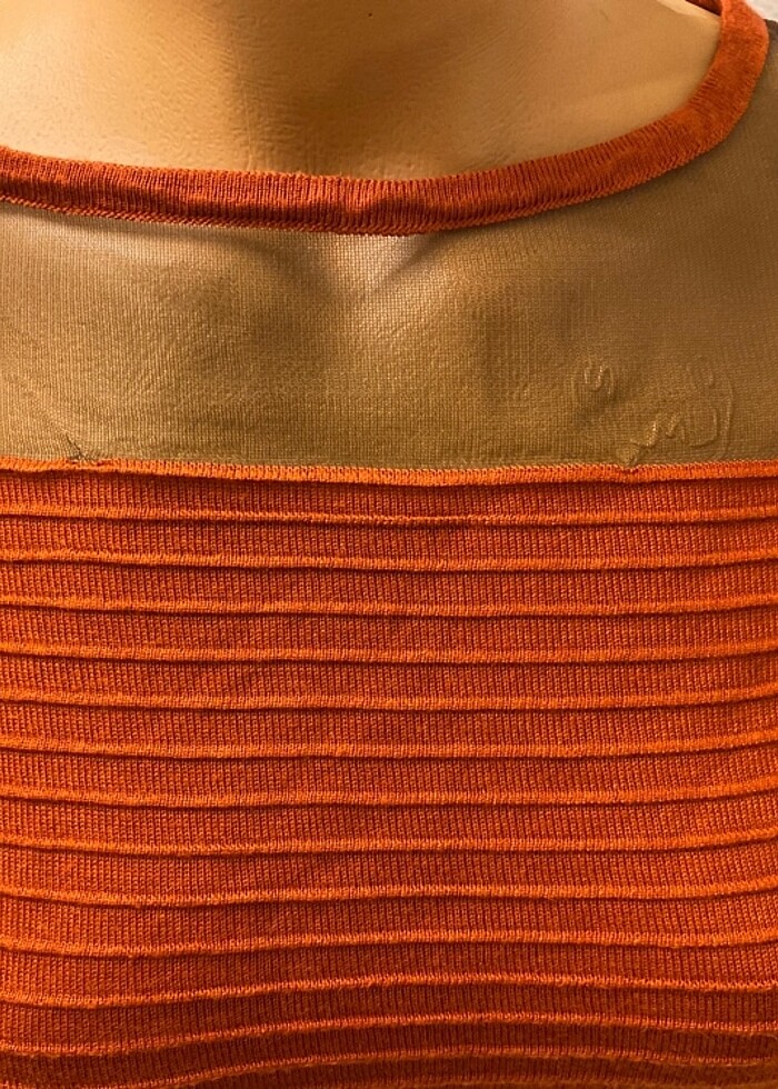 36 beden kaliteli merserize turuncu renk tül detaylı ajurlu trik - Görsel 3