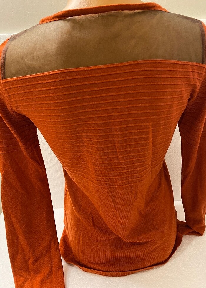 36 beden kaliteli merserize turuncu renk tül detaylı ajurlu trik - Görsel 4