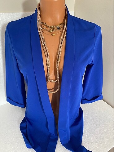 36 beden krep mavi renk astarsız blazer ceket