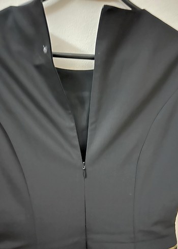 Fabrika Siyah yuvarlak  Yaka fermuar detaylı   Ofis Elbisesi - Görsel 10