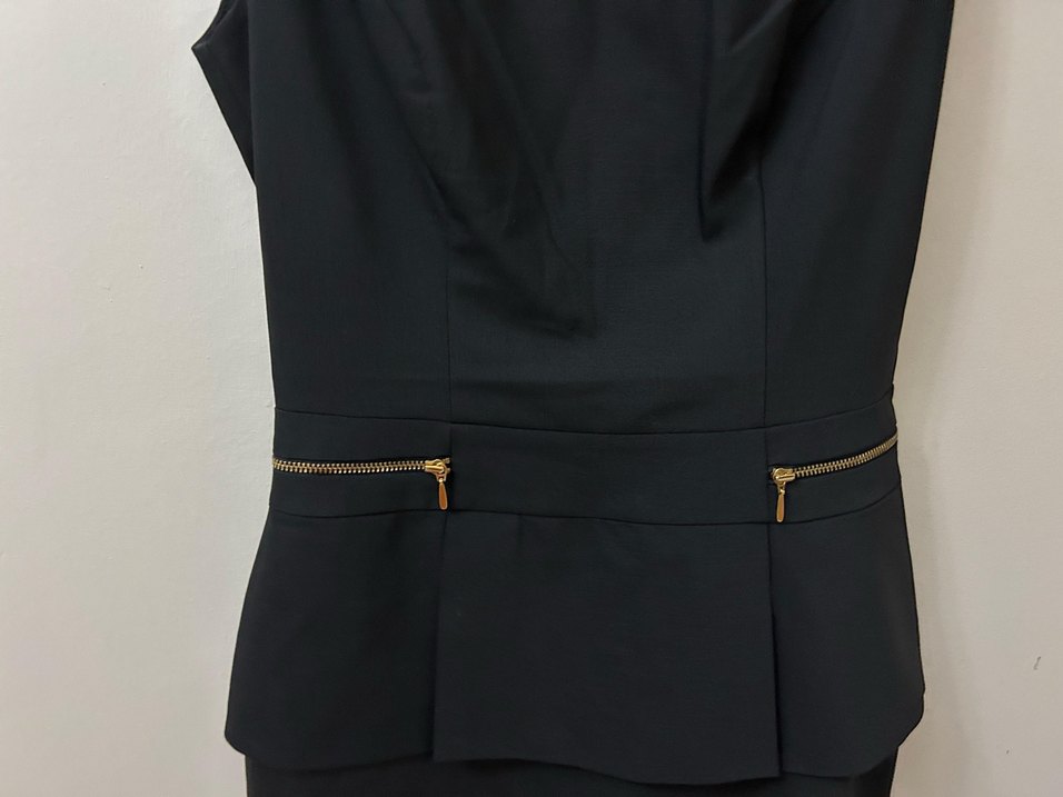 Fabrika Siyah yuvarlak  Yaka fermuar detaylı   Ofis Elbisesi - Görsel 5