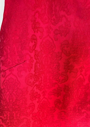 Klasik Kırmızı Midi Dantel Elbise - Görsel 12