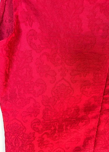 Klasik Kırmızı Midi Dantel Elbise - Görsel 9