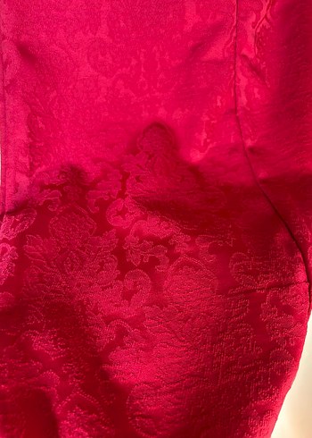 Klasik Kırmızı Midi Dantel Elbise - Görsel 10