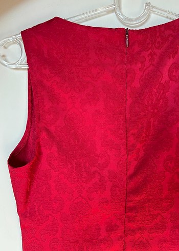 Klasik Kırmızı Midi Dantel Elbise - Görsel 6