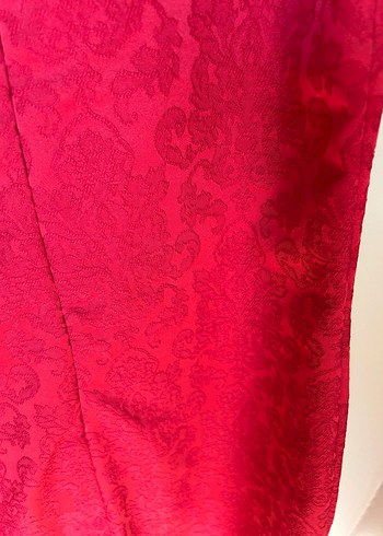 Klasik Kırmızı Midi Dantel Elbise - Görsel 8