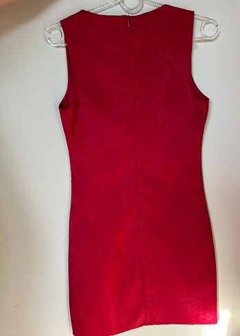 Klasik Kırmızı Midi Dantel Elbise - Görsel 7