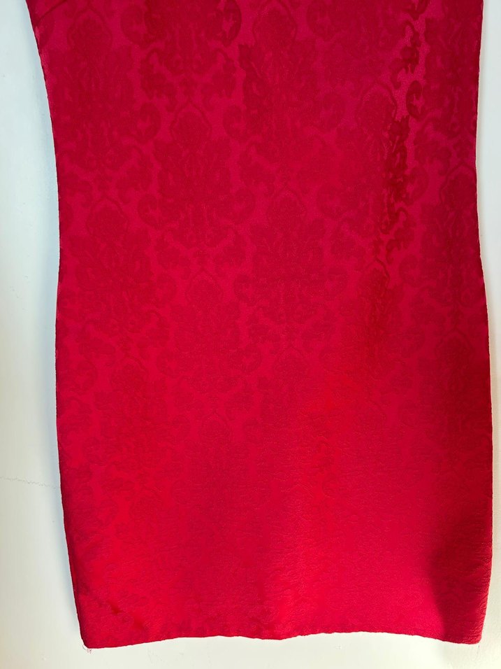 Klasik Kırmızı Midi Dantel Elbise - Görsel 2