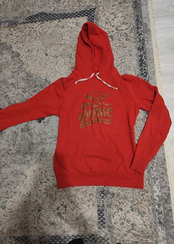 Kırmızı Kapüşonlu Kadın Sweatshirt - Görsel 6