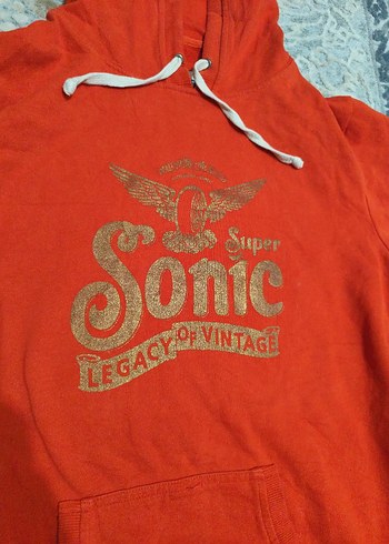 Kırmızı Kapüşonlu Kadın Sweatshirt - Görsel 5