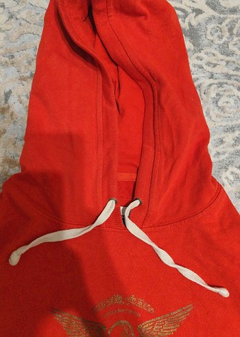 Kırmızı Kapüşonlu Kadın Sweatshirt - Görsel 4