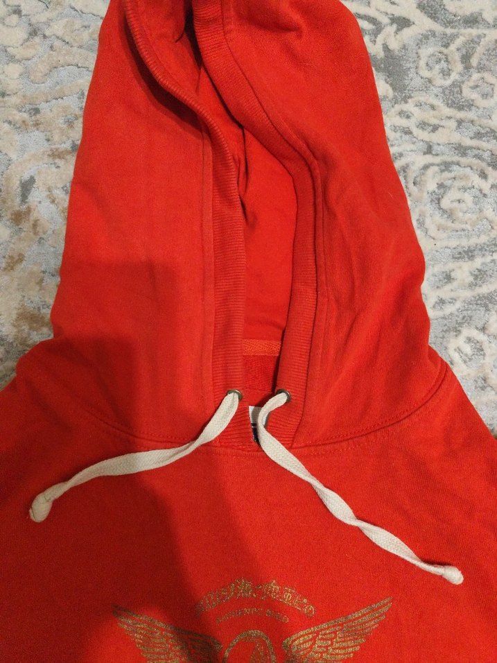 Kırmızı Kapüşonlu Kadın Sweatshirt - Görsel 4