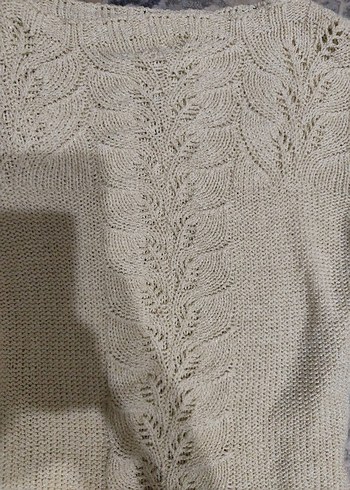 Bej Örgü Kadın Mini Kazak - Görsel 4