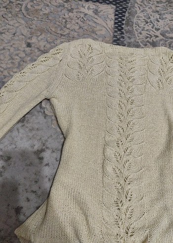 Bej Örgü Kadın Mini Kazak - Görsel 2