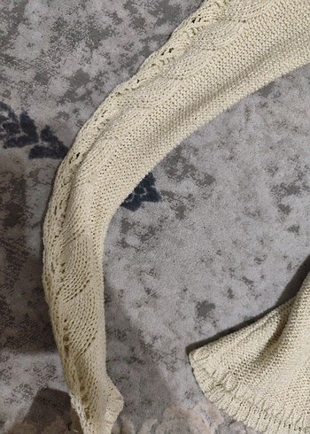 Bej Örgü Kadın Mini Kazak - Görsel 3