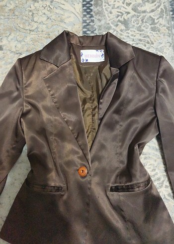 Düğmeli Kahverengi Kadın Gotik Blazer Ceket - Görsel 2