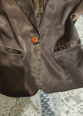 Düğmeli Kahverengi Kadın Gotik Blazer Ceket - Görsel 4